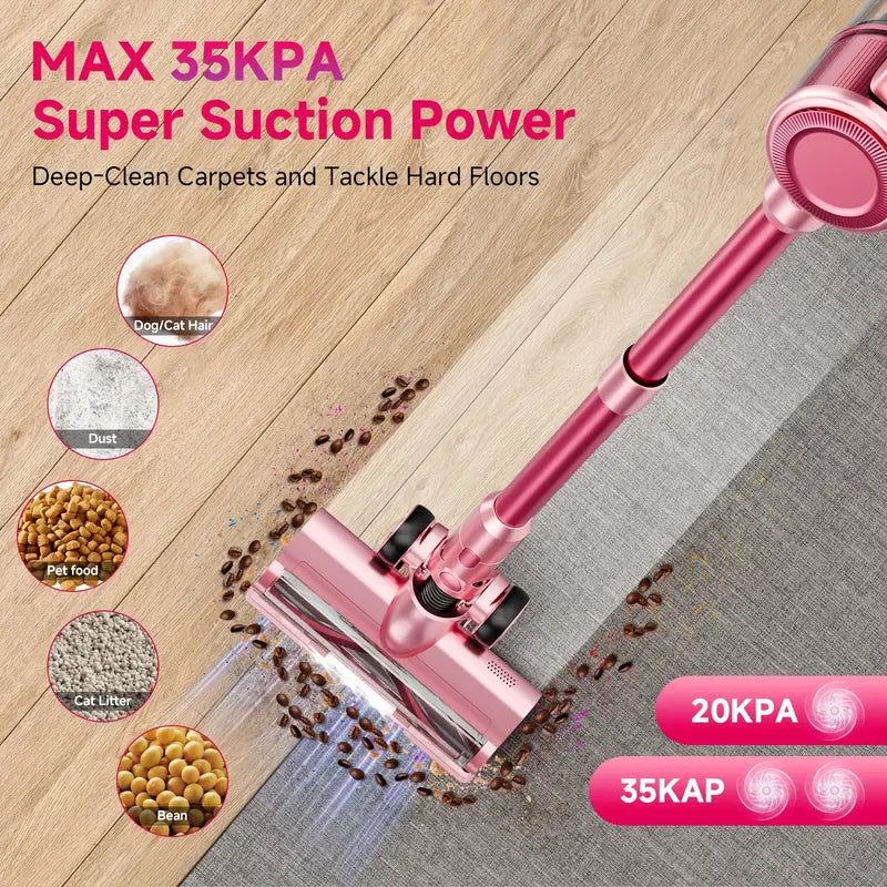 Cordless Vacuum with Brushless Motor, 60 mins max runtime, Stick Vacuum for Hard Floor Carpet Pet Hair